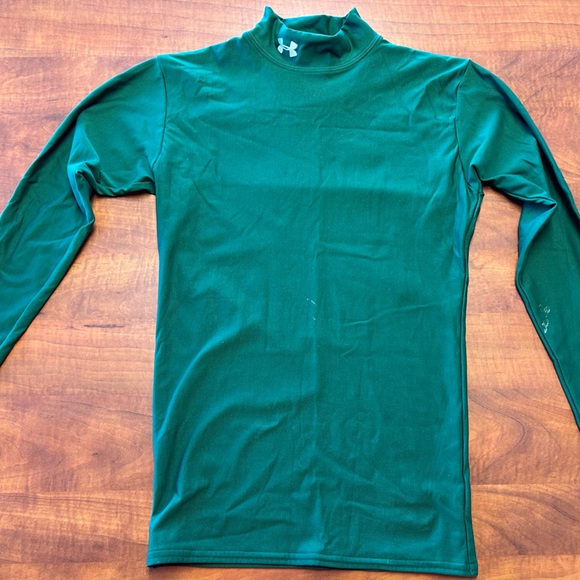 Under Armour ColdGear Green Long sleeve fitted mock neck shirt - Picture 1 of 5